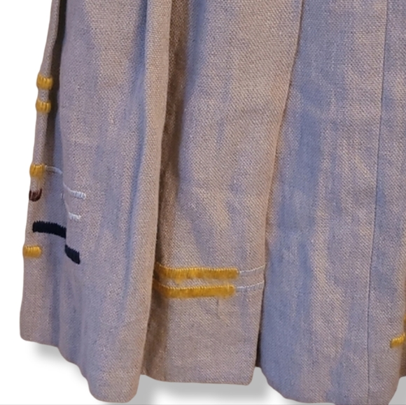 Maeve Anthropologie Tan Light Academia Linen Yellow Black Brown Stripes … - Picture 4 of 11